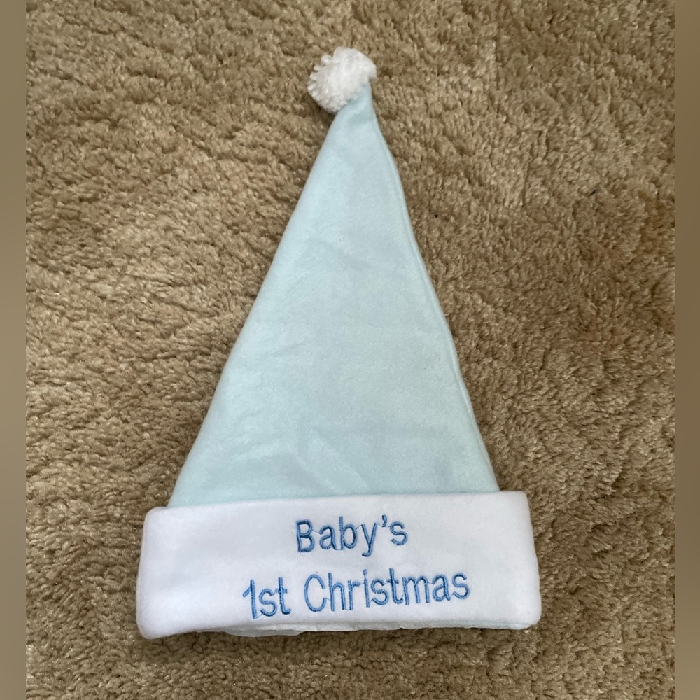 Light Blue Baby's 1st Christmas Hat
